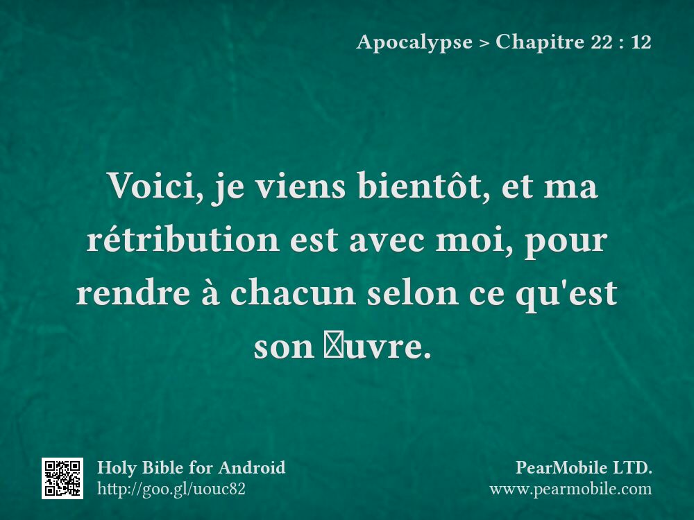 Apocalypse, Chapitre 22:12